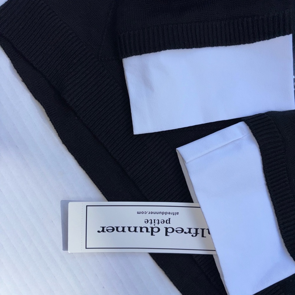 Alfred Dunner Black Sweater with White Detailing - Picture 6 of 6
